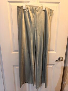 Vince Wide Leg Satin Pants in Sage Green